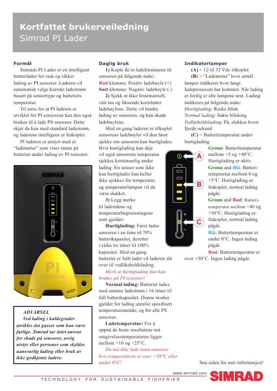 Mode d'emploi SIMRAD PI CHARGER