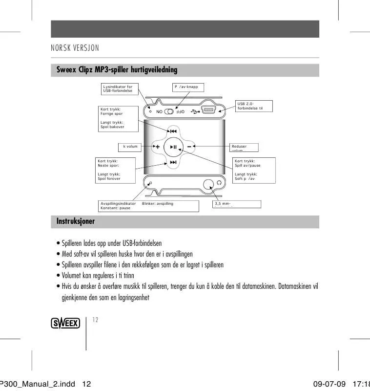 Mode d'emploi SWEEX MP314