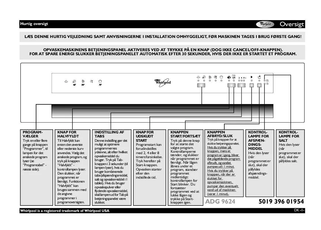 Mode d'emploi WHIRLPOOL ADG 9624 IX