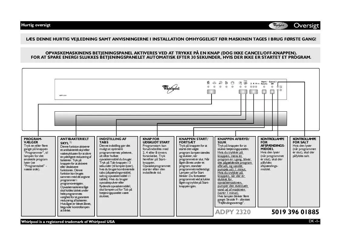Mode d'emploi WHIRLPOOL ADPY 2320 WH