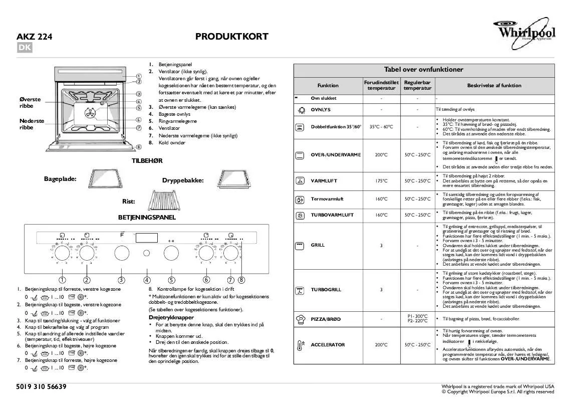 Mode d'emploi WHIRLPOOL AKZ 649/IX