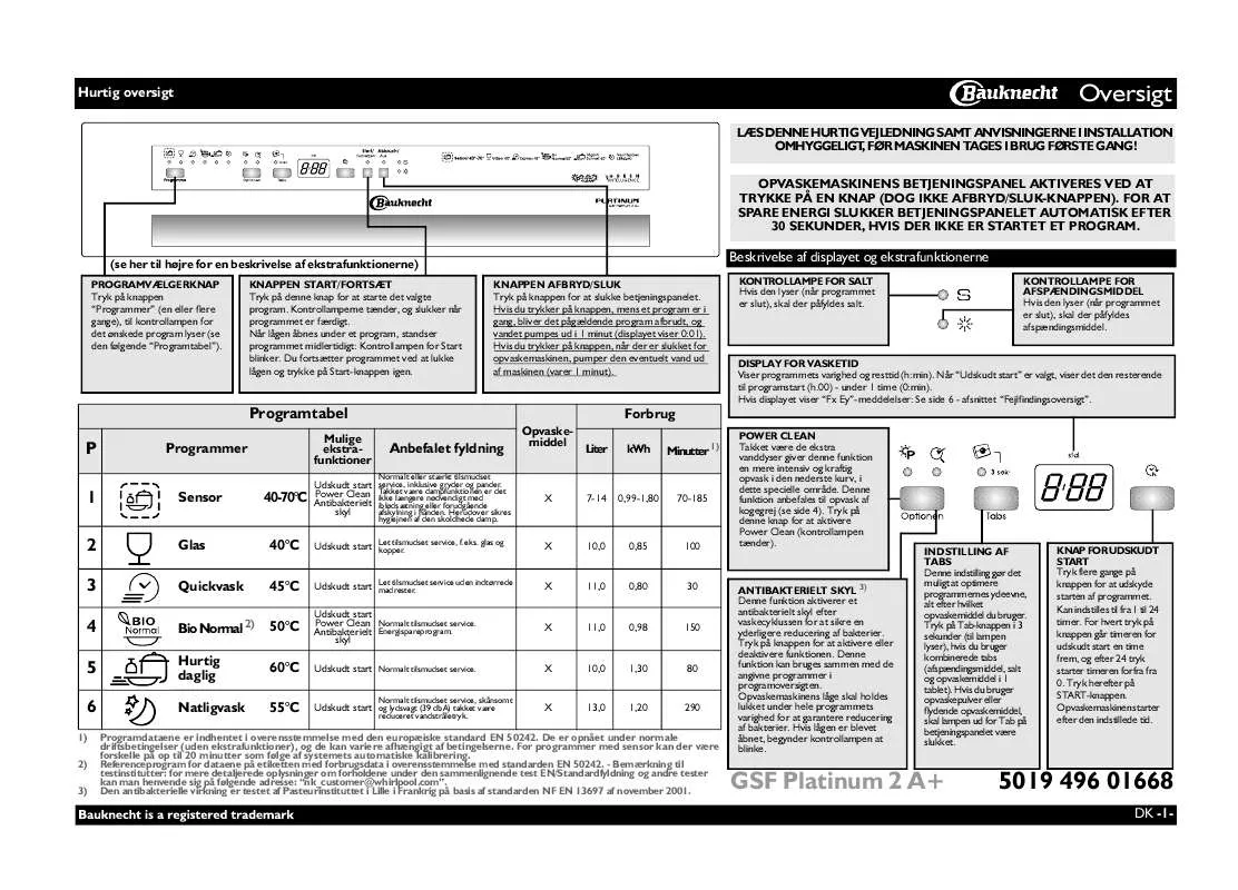 Mode d'emploi WHIRLPOOL GSF PLATINUM 2 A