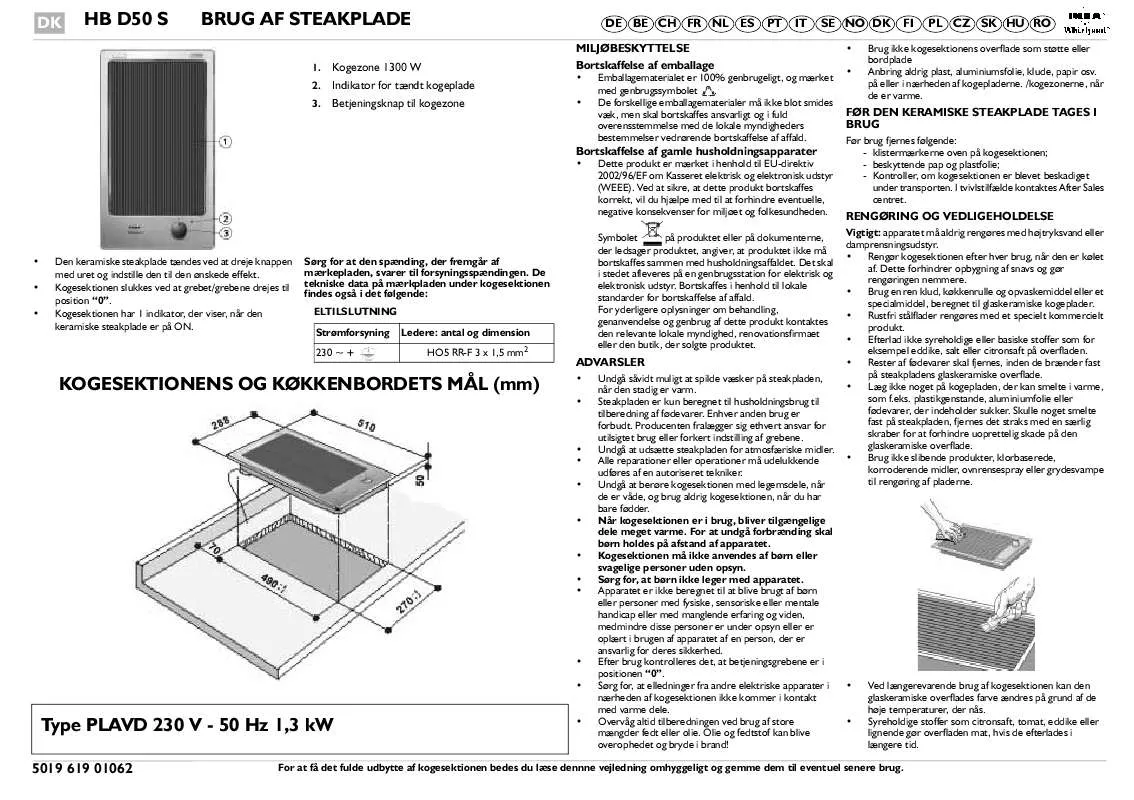 Mode d'emploi WHIRLPOOL HB D50 S