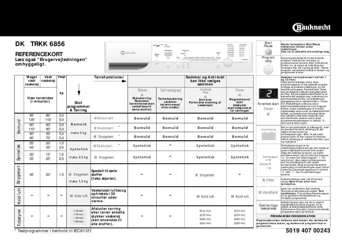 Mode d'emploi WHIRLPOOL TRKK 6856