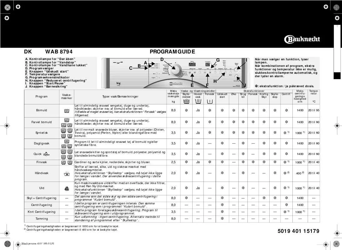 Mode d'emploi WHIRLPOOL WAB 8794