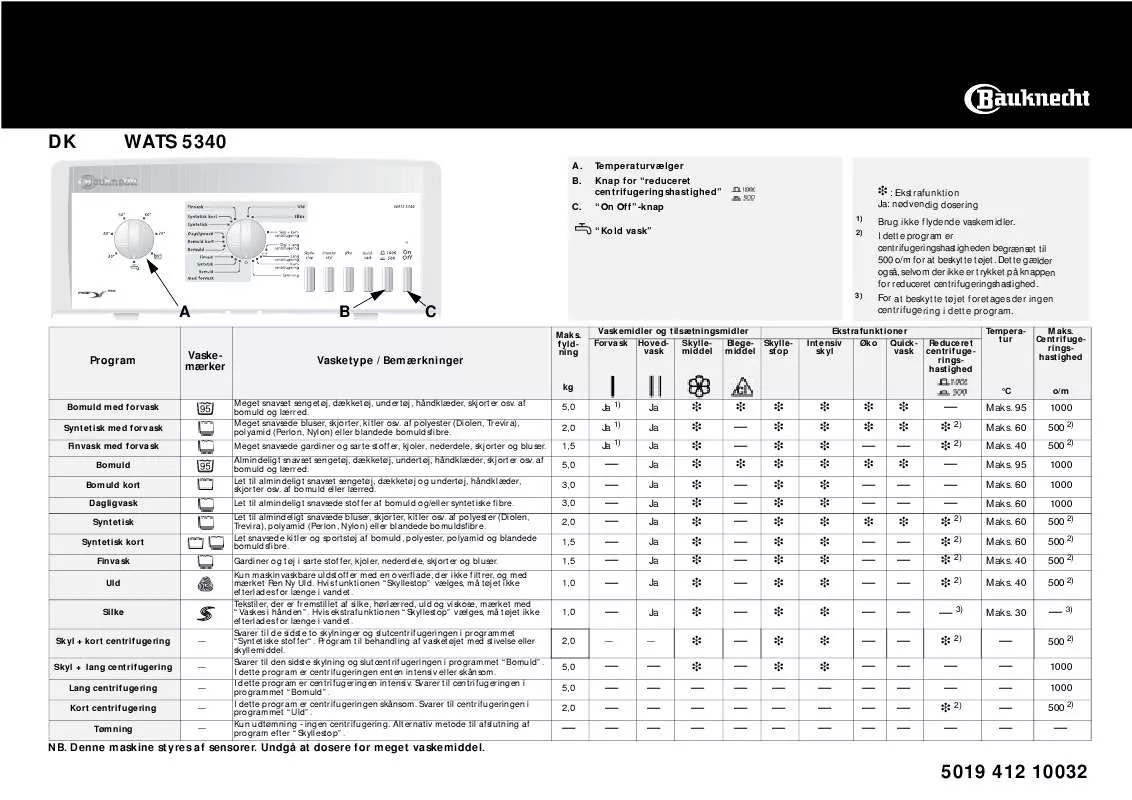 Mode d'emploi WHIRLPOOL WATS 5340